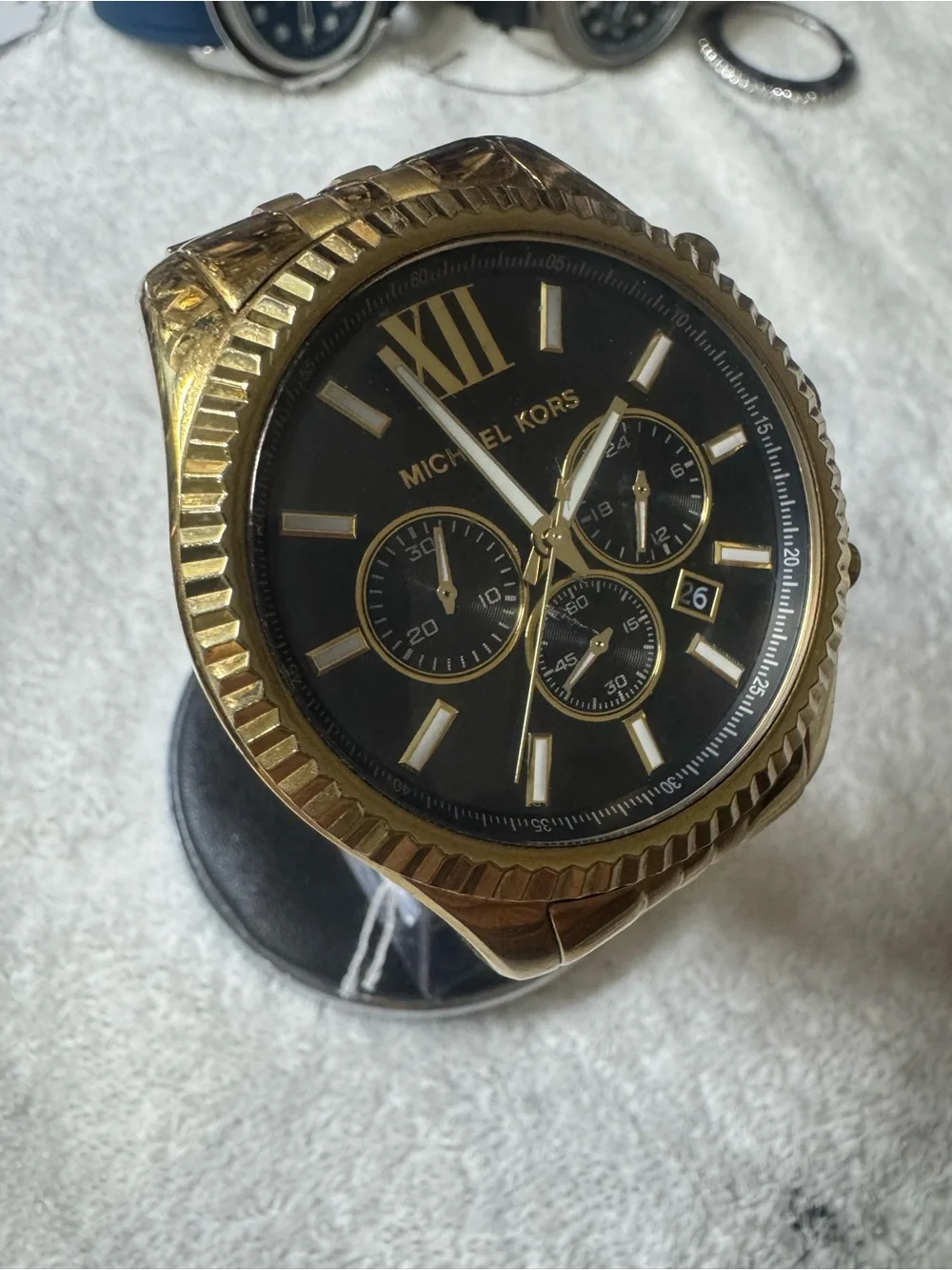 Michael Kors Gold-Tone Case with Black Dial Chronograph Watch
